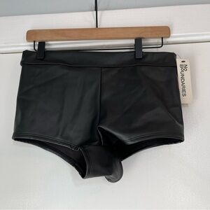 No Boundaries Faux Leather Black Boy Shorts micro shorts hot pants size small
